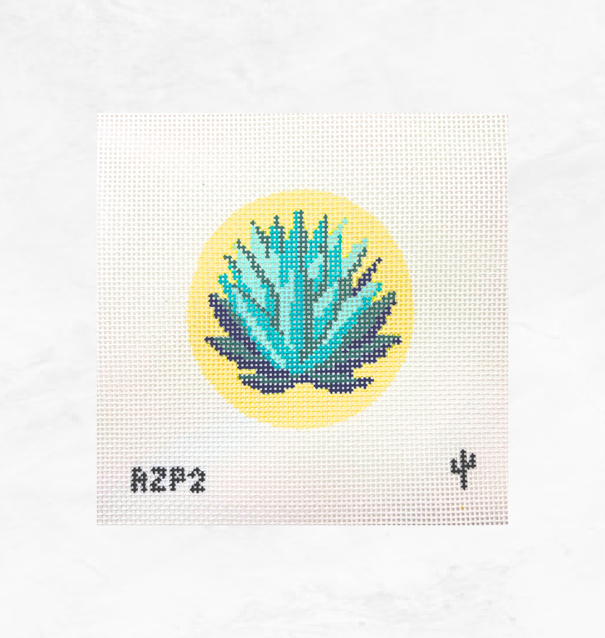 Agave Needlepoint Round