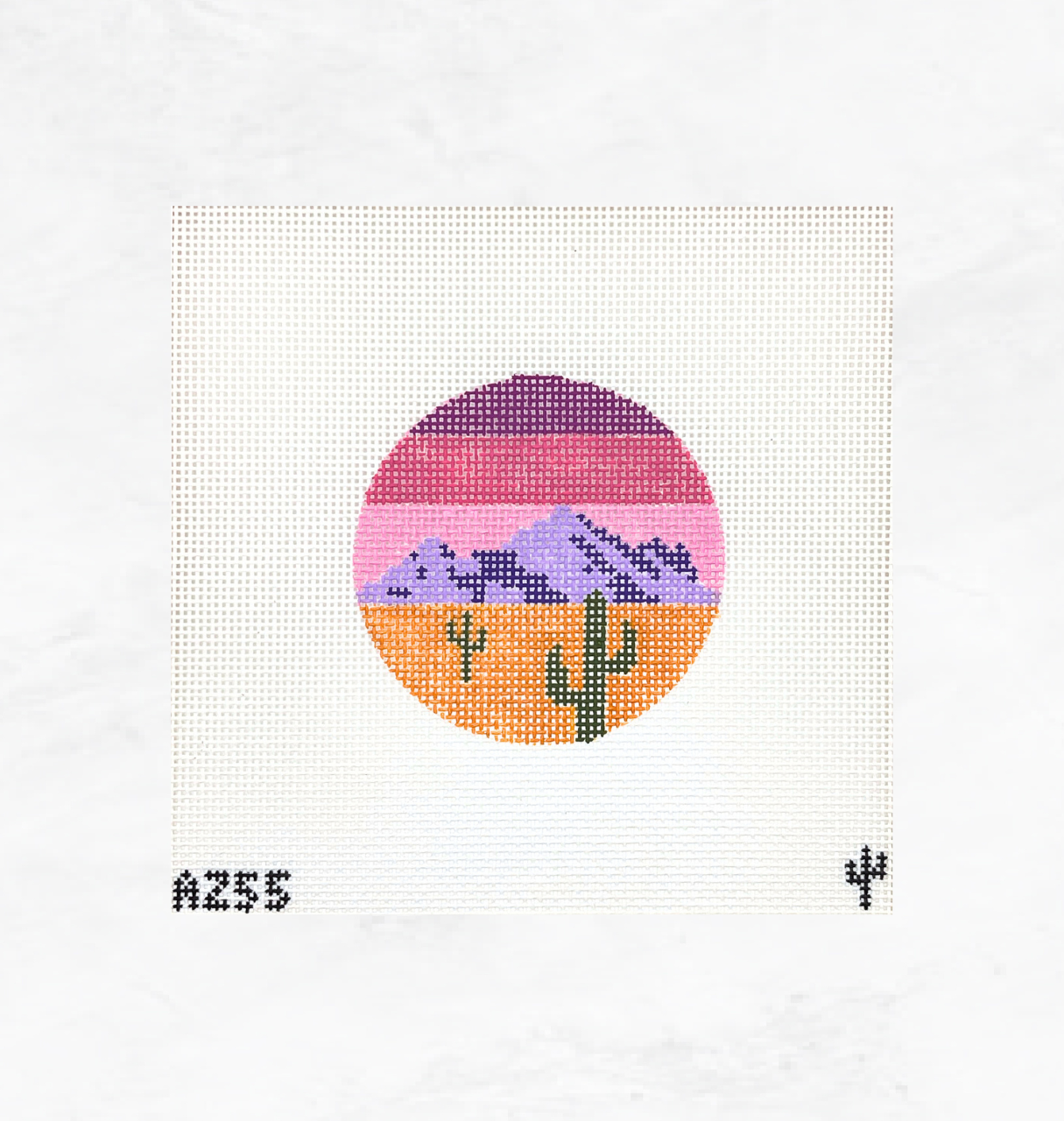 Camelback Mountain Sunset Needlepoint Canvas Round