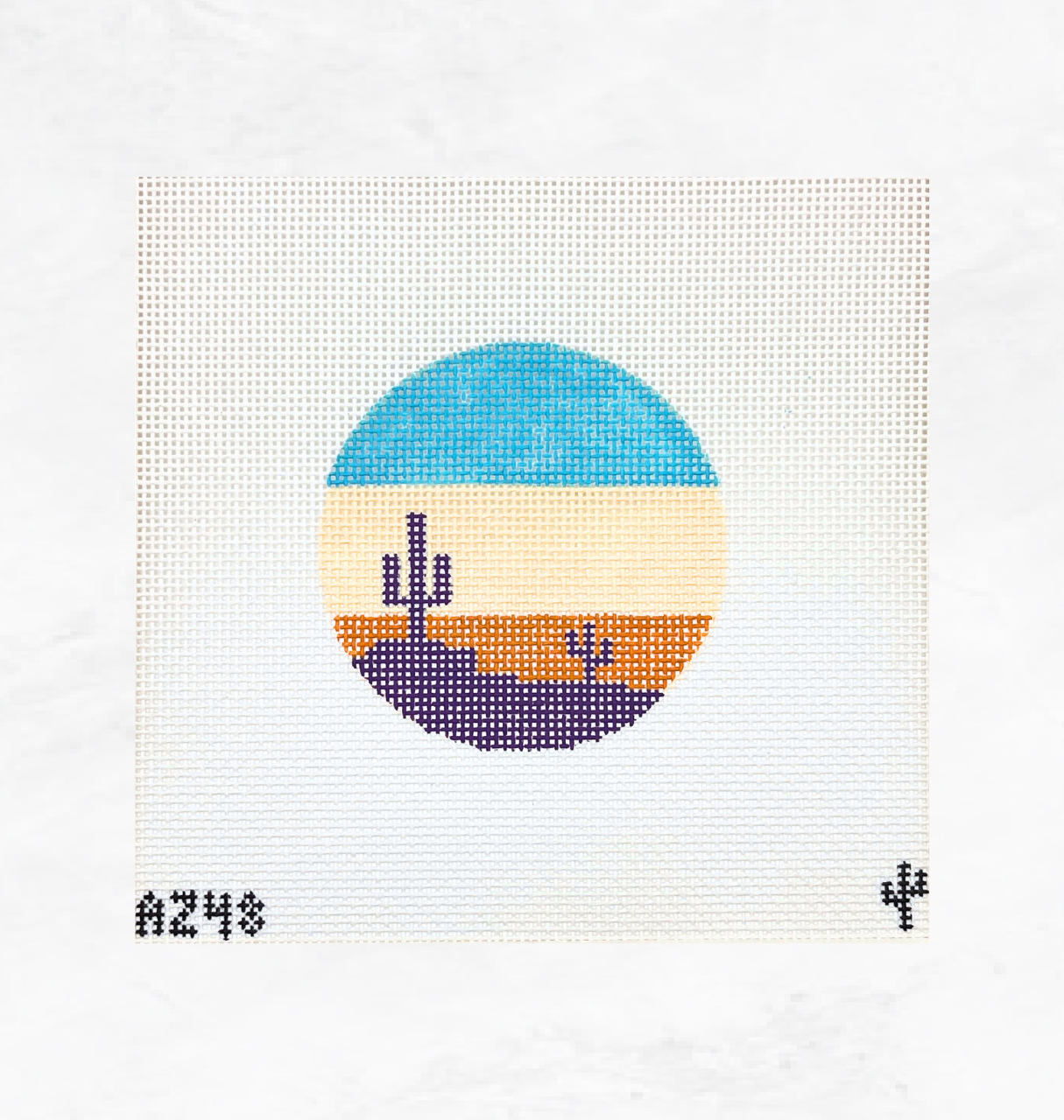 Arizona License Plate Round Needlepoint Canvas