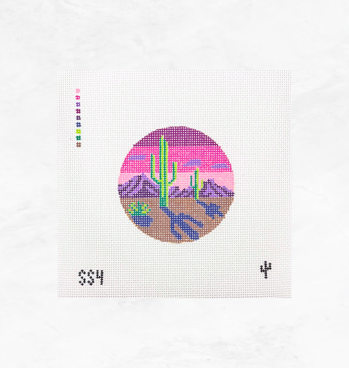 Saguaro Cactus Shadow Needlepoint Canvas