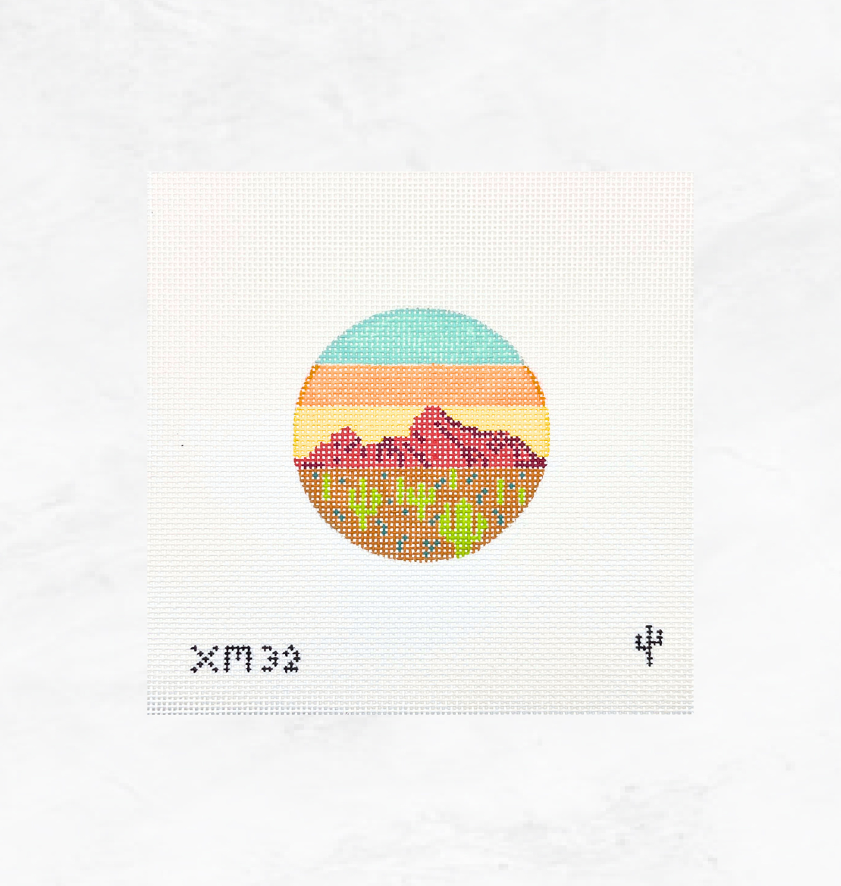 Camelback Mountain Sunrise Needlepoint Canvas Round