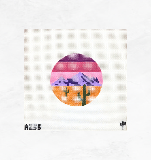 Camelback Mountain Sunset Needlepoint Canvas Round