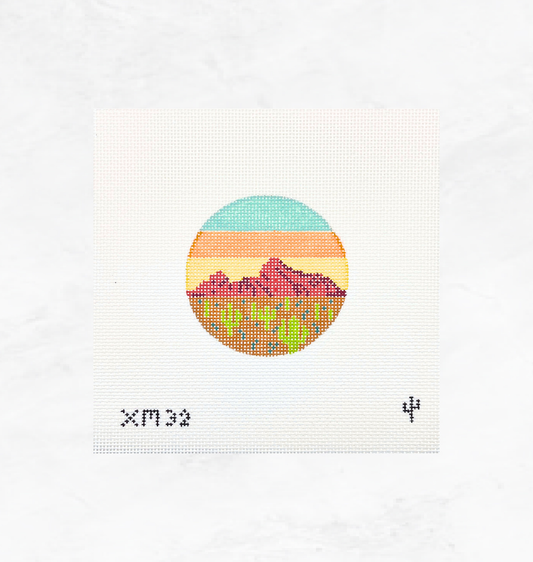 Camelback Mountain Sunrise Needlepoint Canvas Round