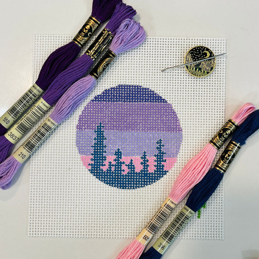 Pine Forest Sunset Needlepoint Canvas