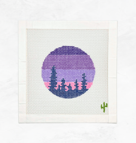 Pine Forest Sunset Needlepoint Canvas