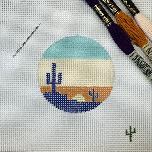 Arizona License Plate Round Needlepoint Canvas