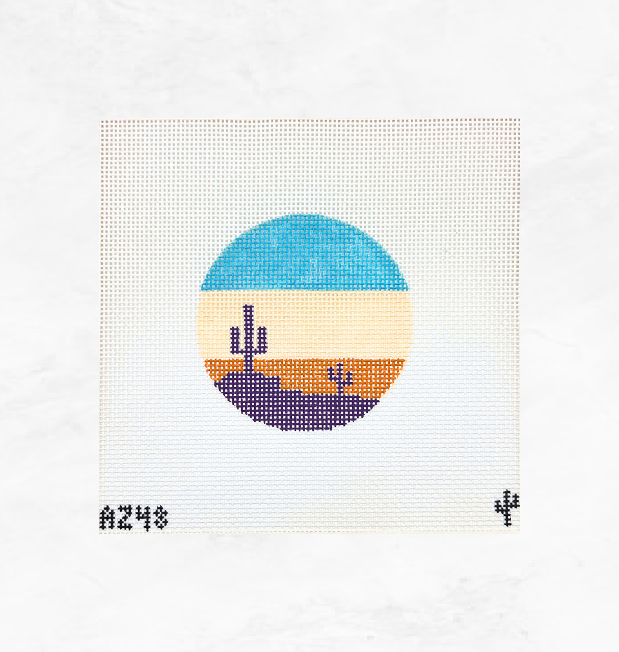Arizona License Plate Round Needlepoint Canvas