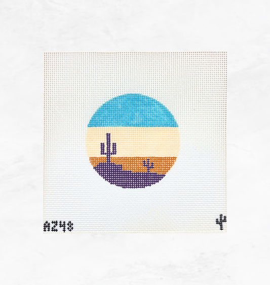 Arizona License Plate Round Needlepoint Canvas